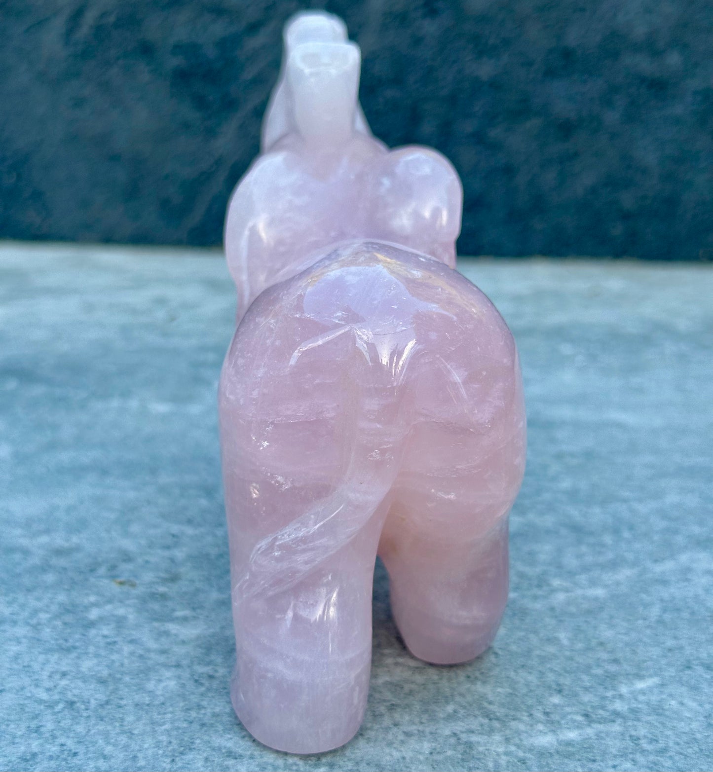 High Grade Star Rose Quartz Elephant Carving