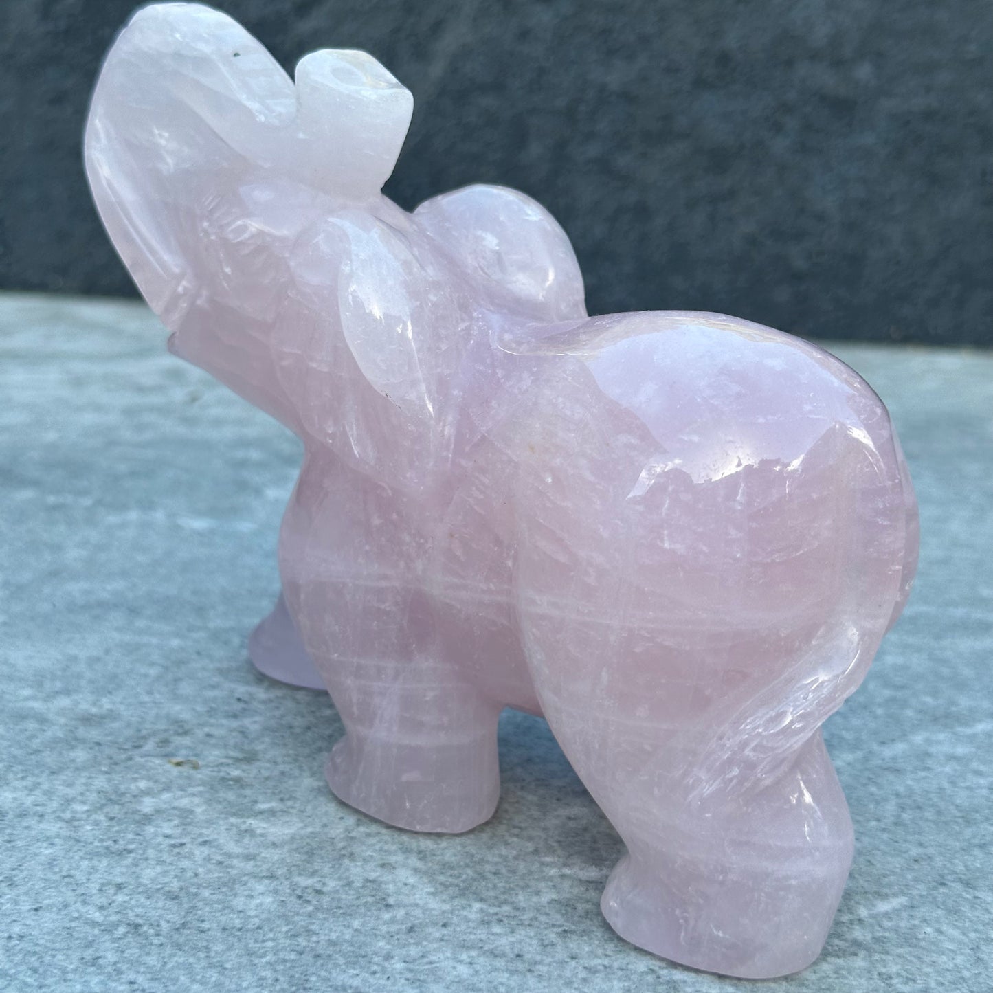 High Grade Star Rose Quartz Elephant Carving