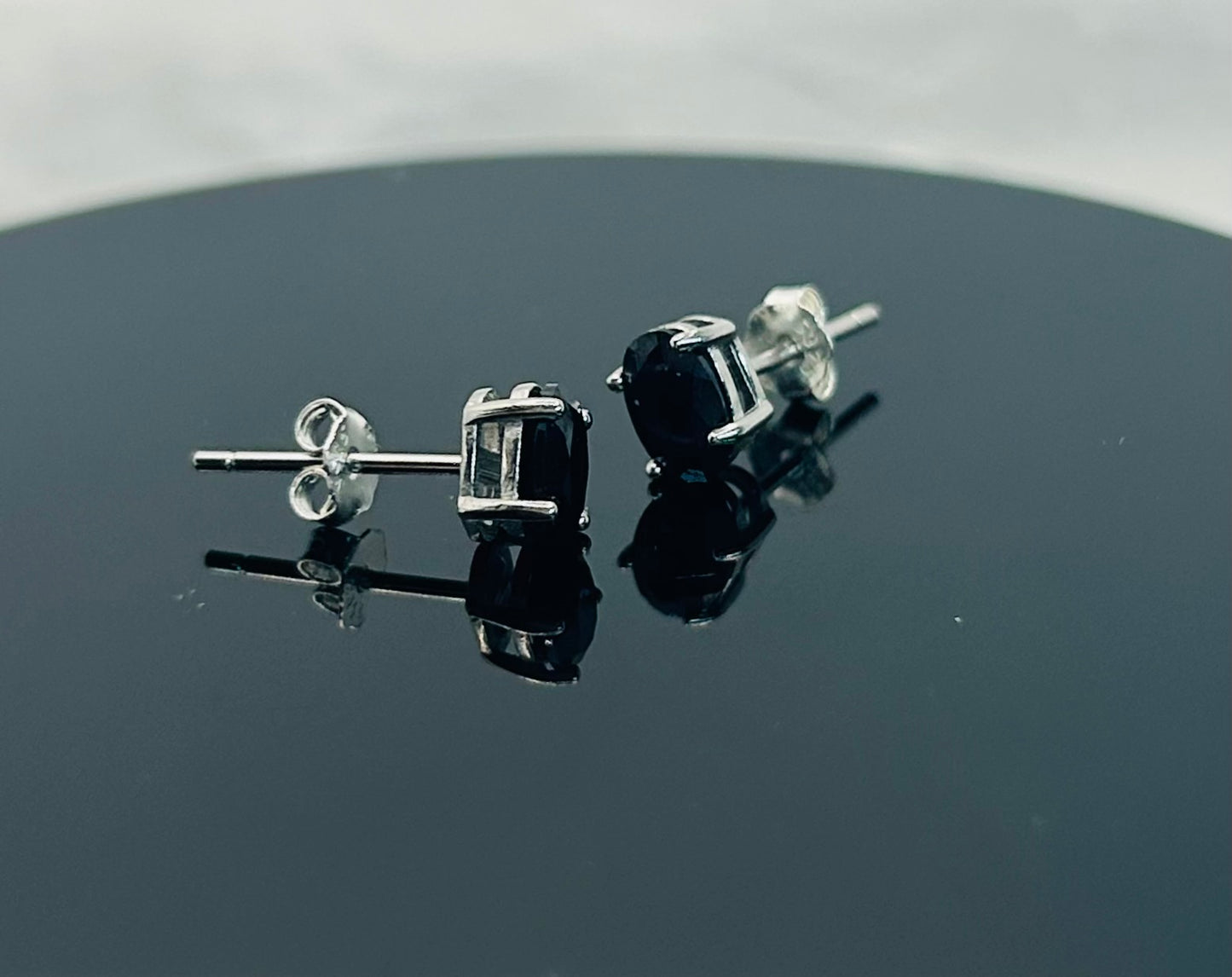 Black Quartz S925 Stud Earrings