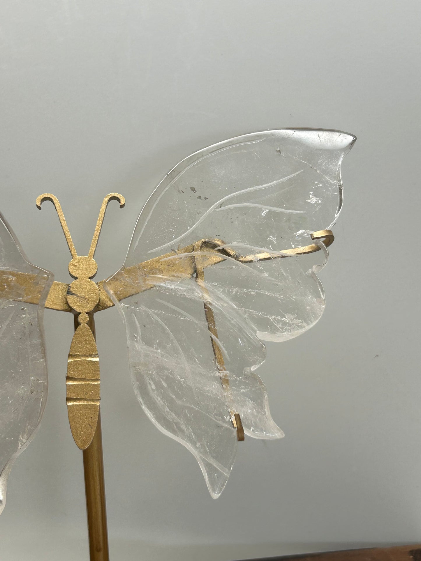 Clear Quartz Butterfly Wings On Stand