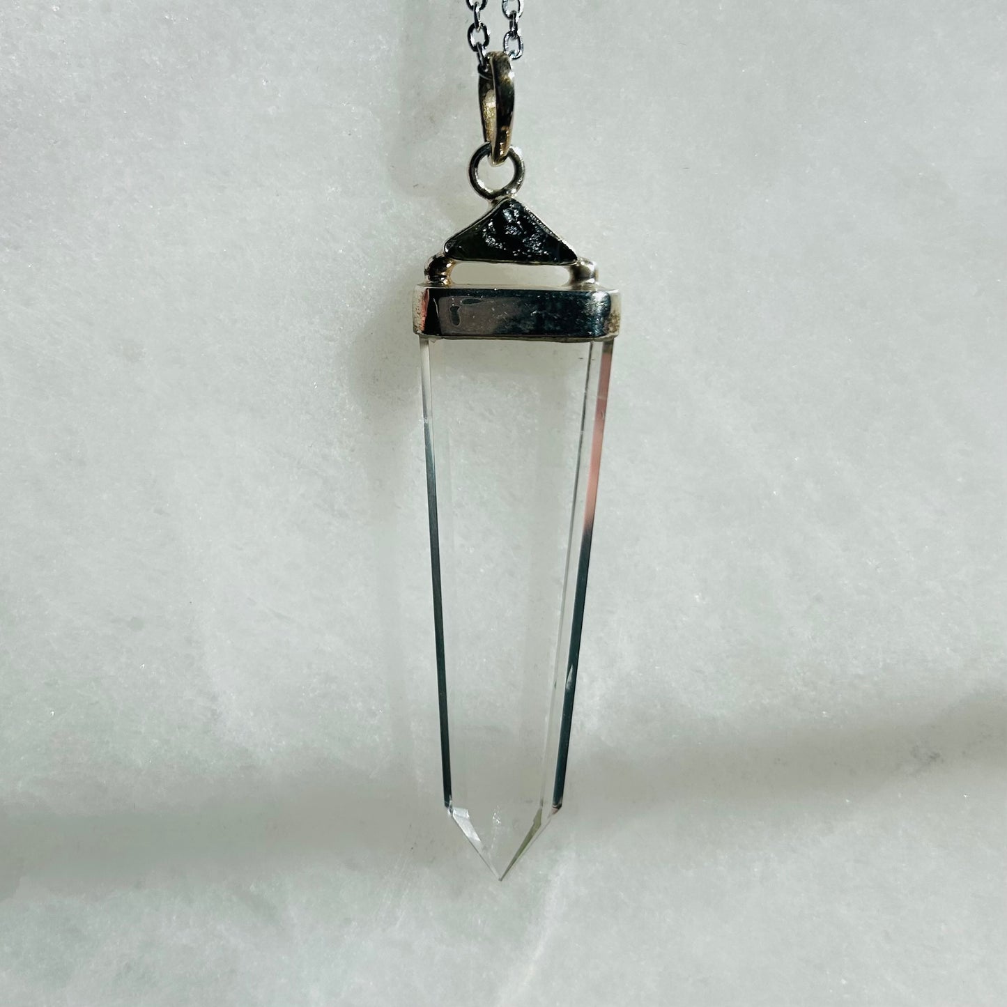 Moldavite and Quartz