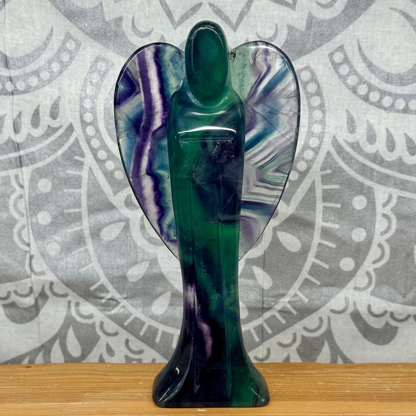 High Grade Mixed Fluorite Angel Carving