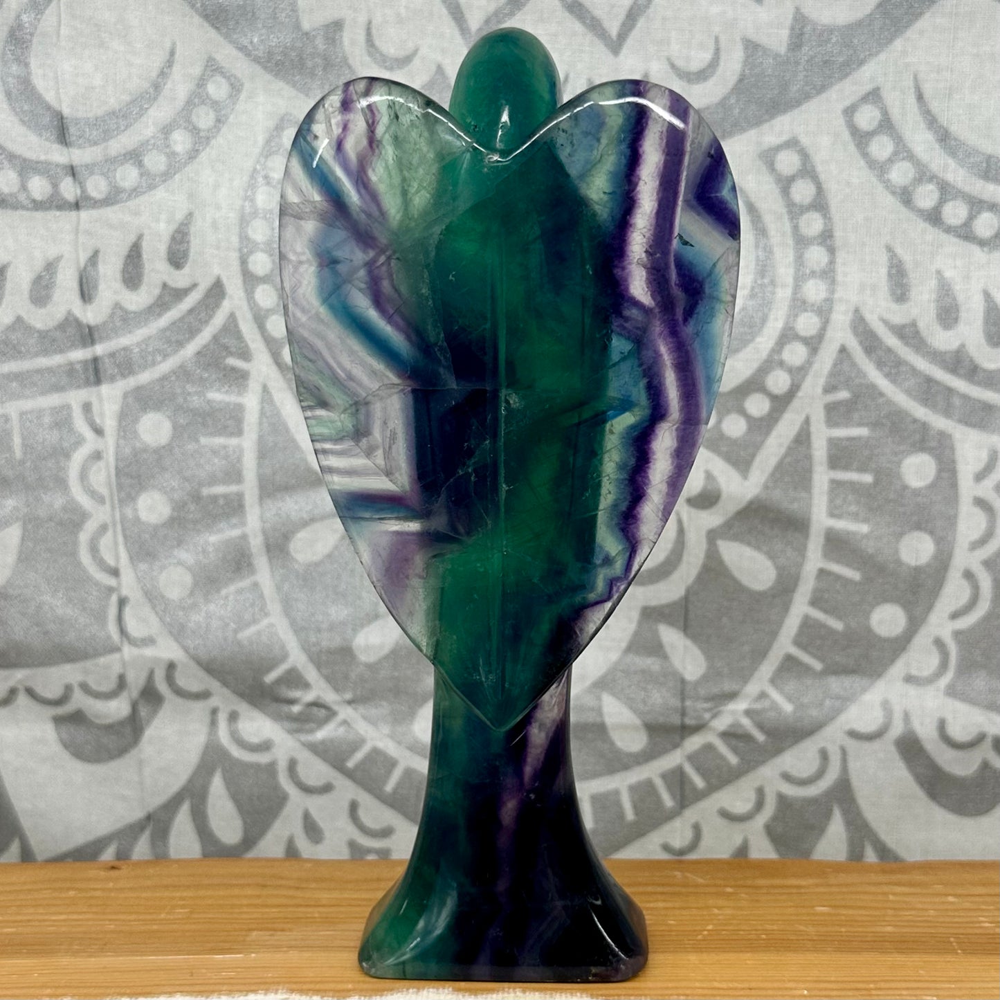 High Grade Mixed Fluorite Angel Carving