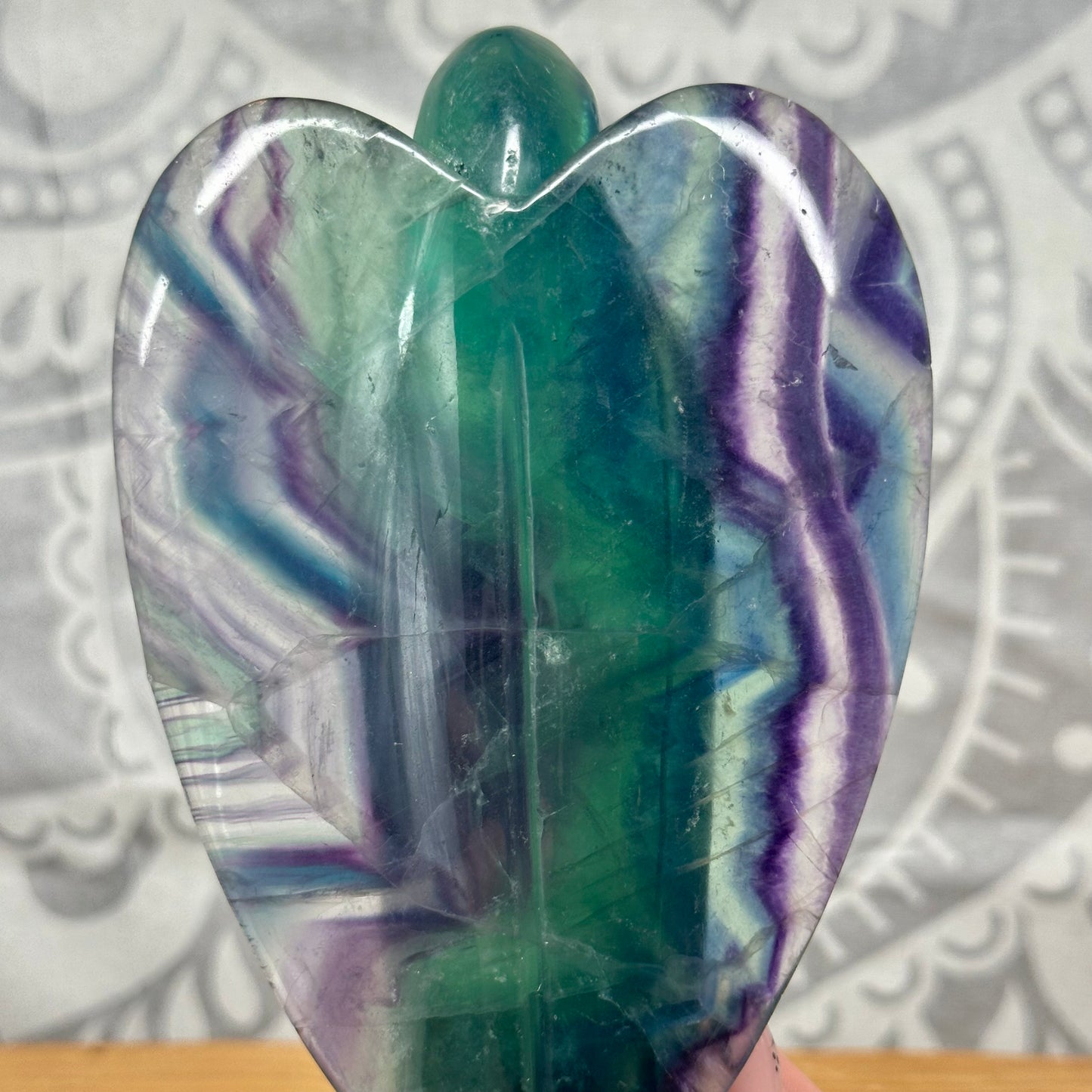 High Grade Mixed Fluorite Angel Carving