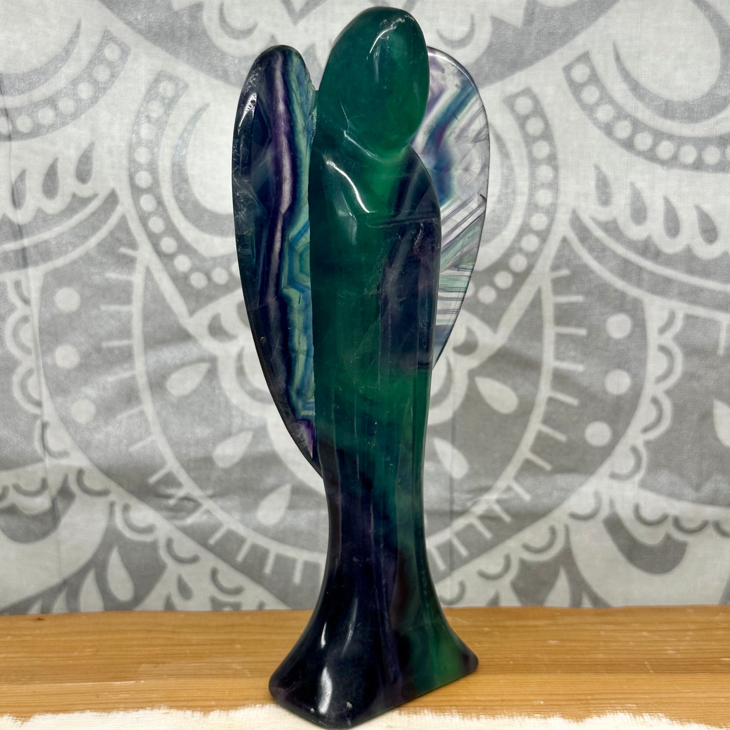 High Grade Mixed Fluorite Angel Carving