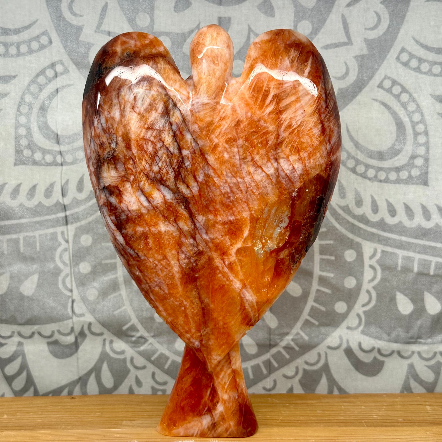 High Grade Fire Quartz Angel Carving
