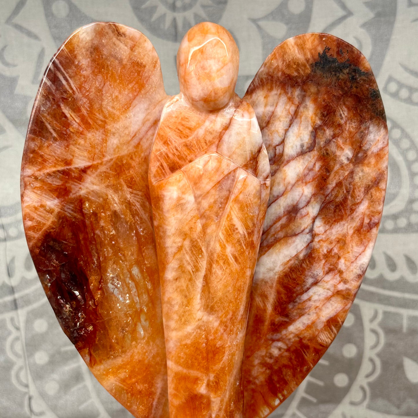 High Grade Fire Quartz Angel Carving