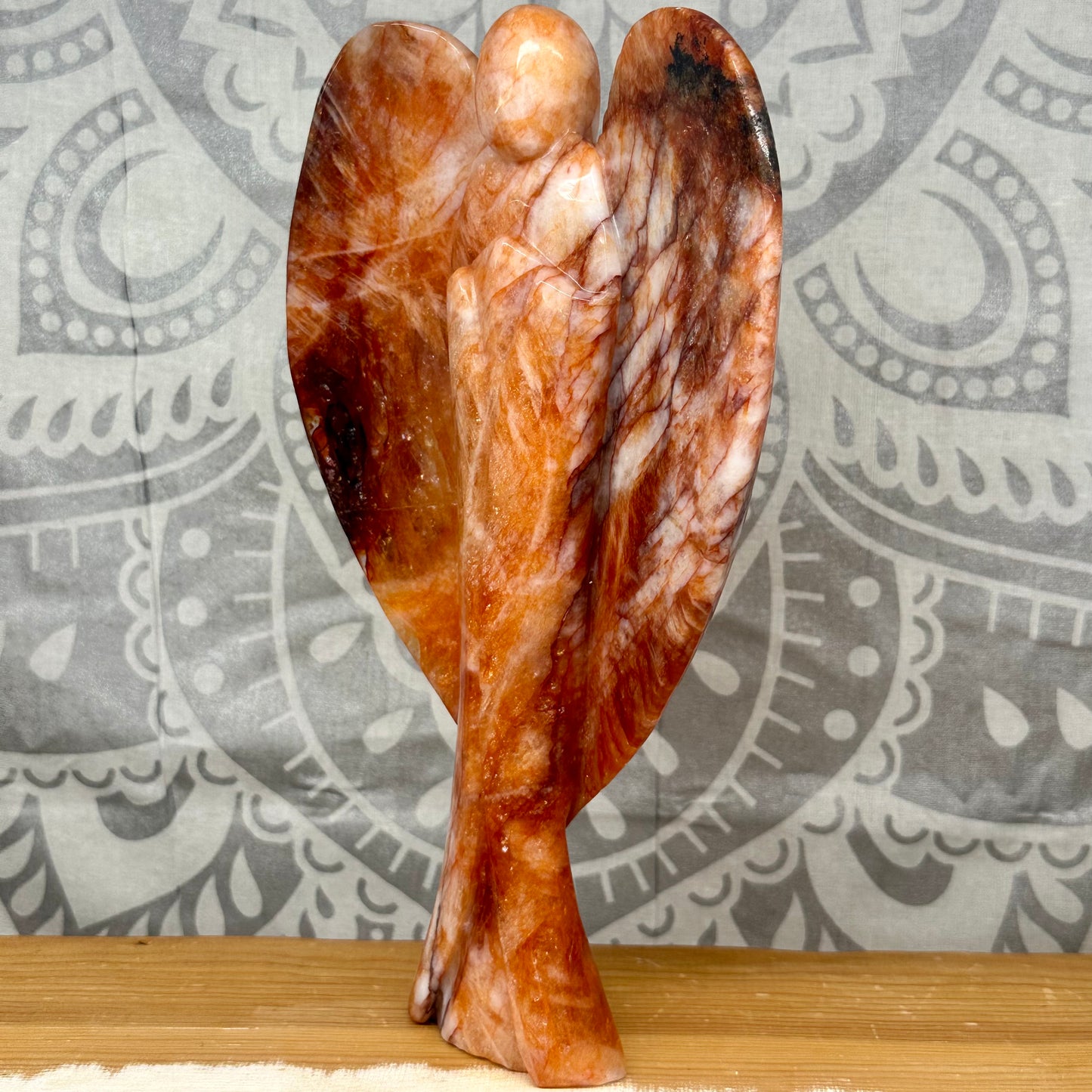 High Grade Fire Quartz Angel Carving