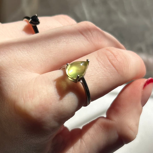 Yellow Peridot Adjustable 925 Ring