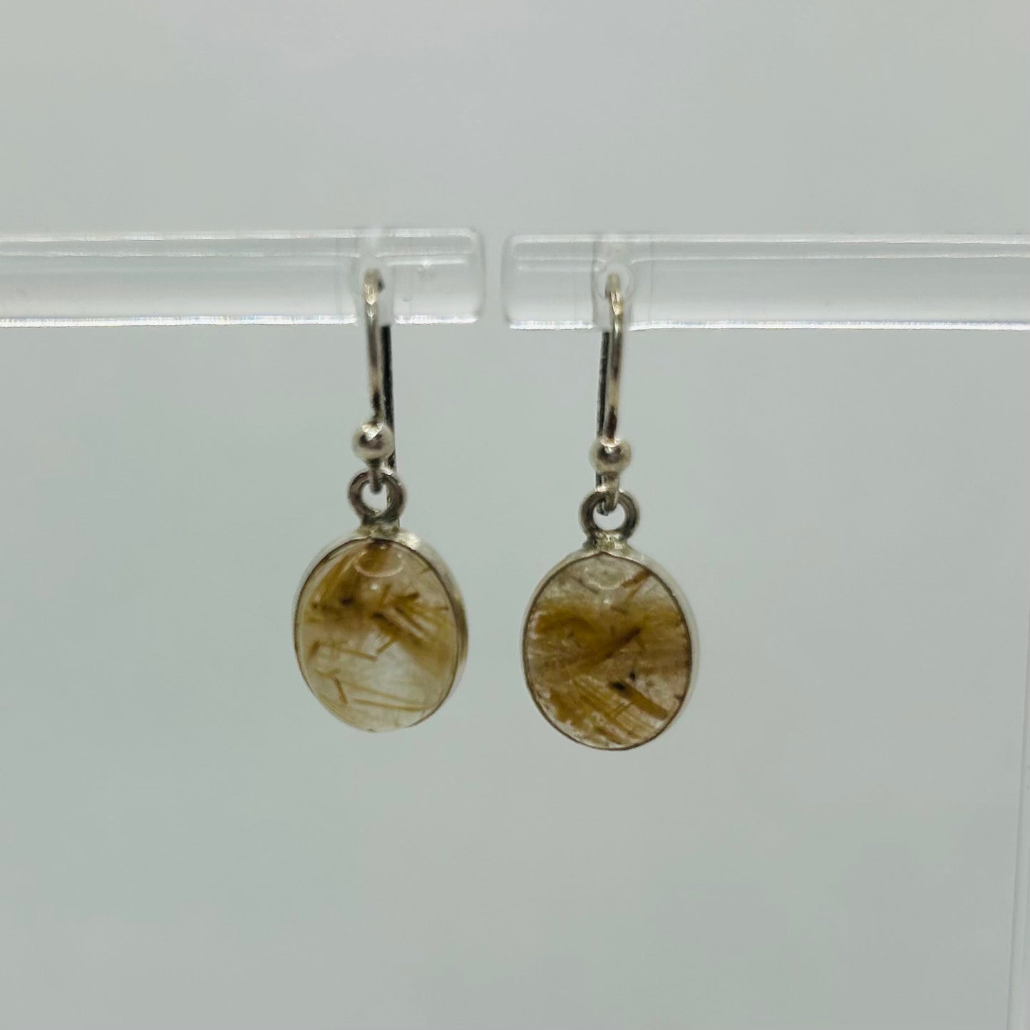 Golden Rutile Oval Hanging Earrings
