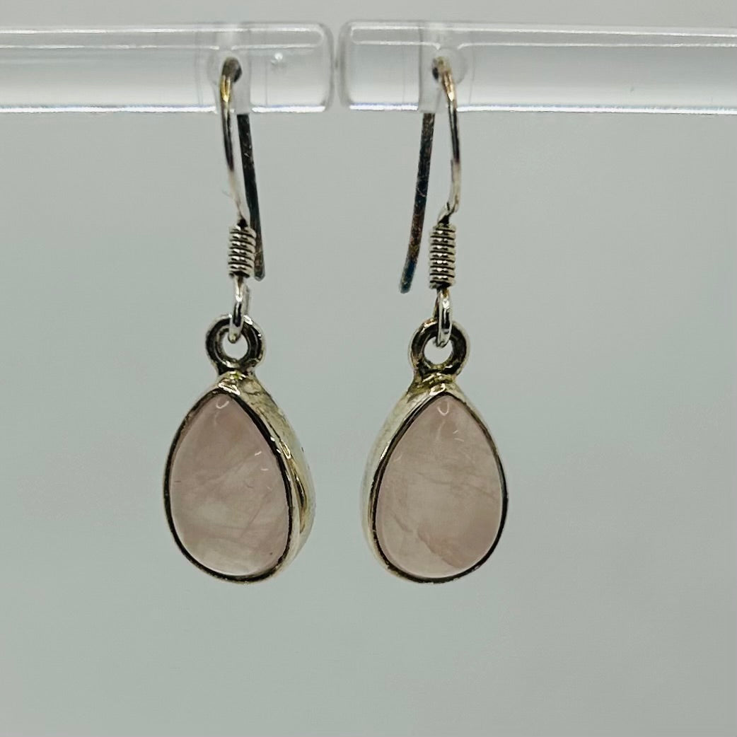 Rose Quartz Teardrop Hanging Earrings