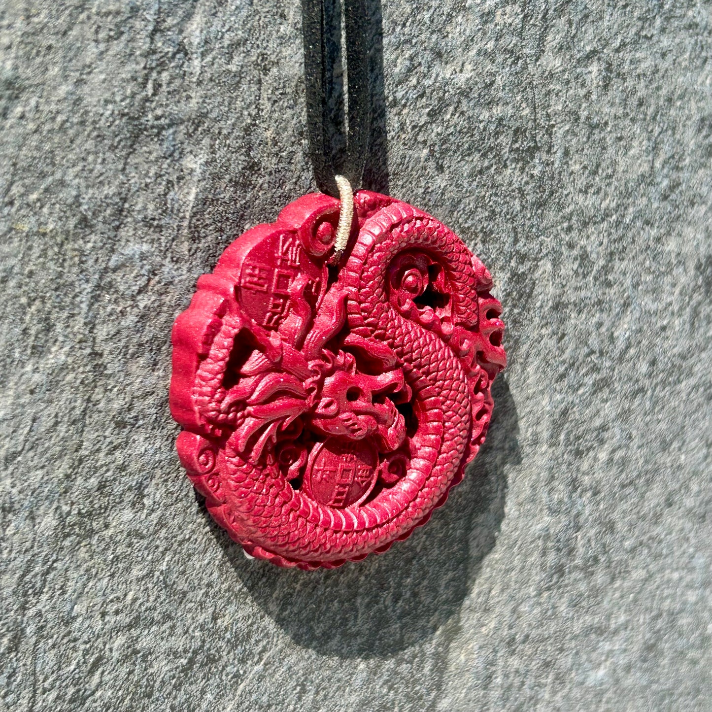 Cinnabar Large Dragon Pendant
