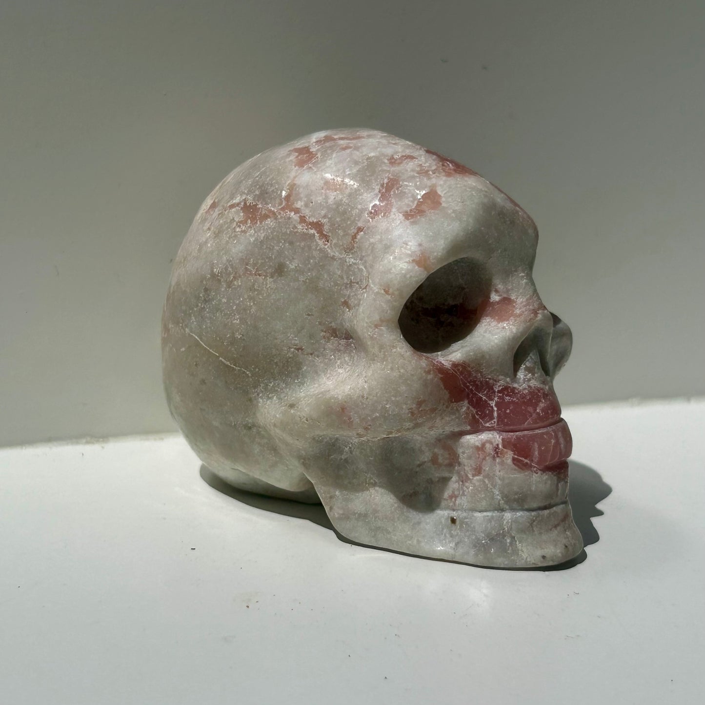 Pink Opal Skull Carving