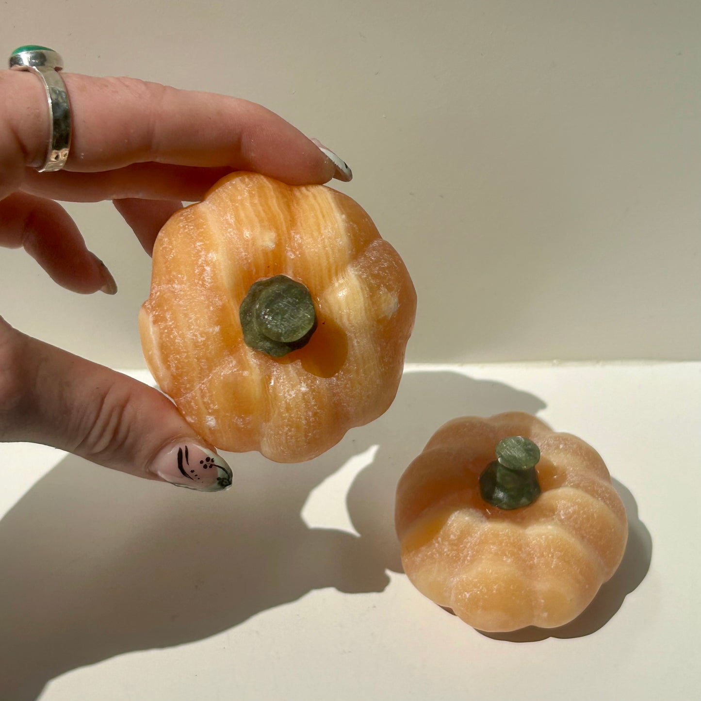 Orange Calcite Pumpkins Carvings