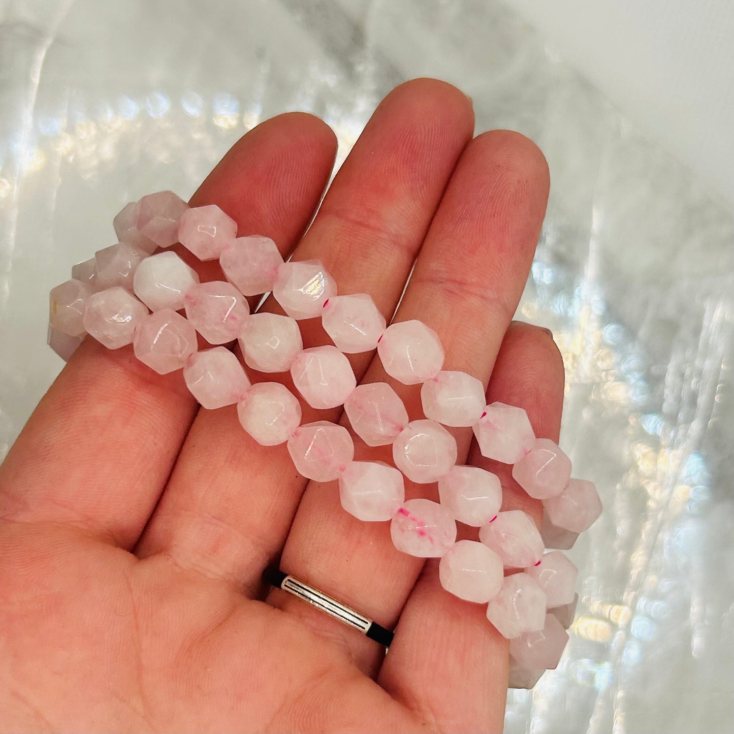 Faceted Rose Quartz 6mm Bracelet