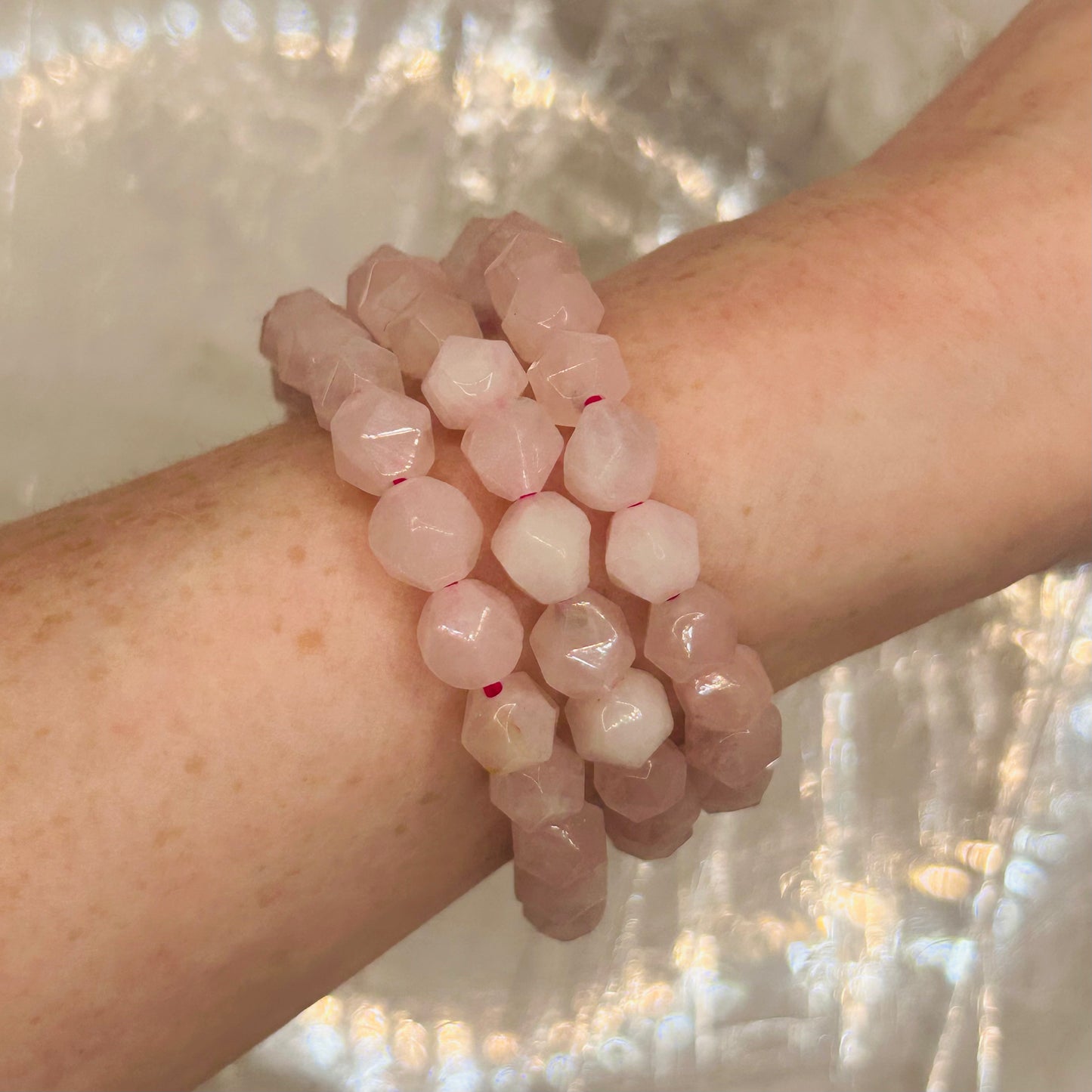 Faceted Rose Quartz 6mm Bracelet