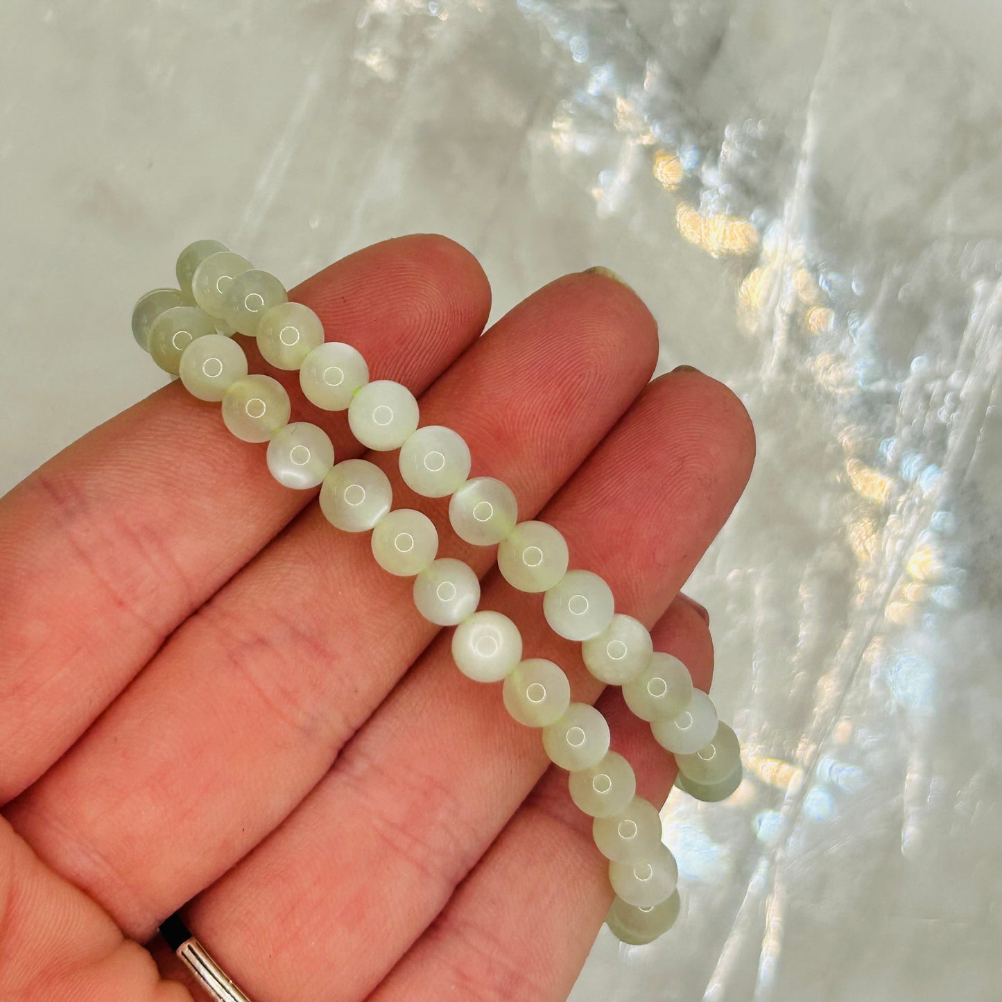 Green Moonstone 6mm Bracelet