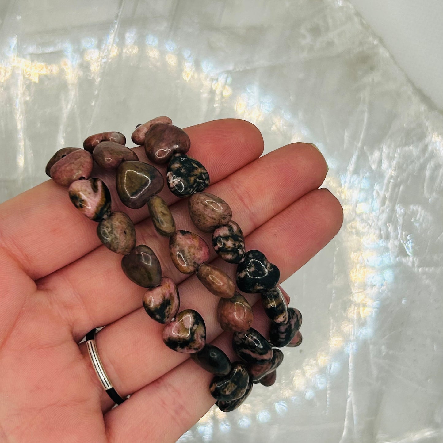 Heart Rhodonite Bracelet