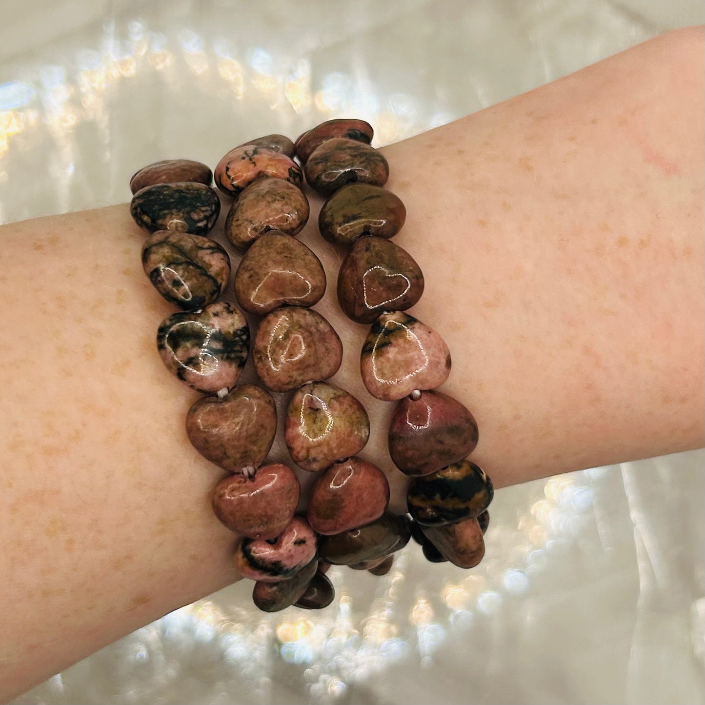 Heart Rhodonite Bracelet