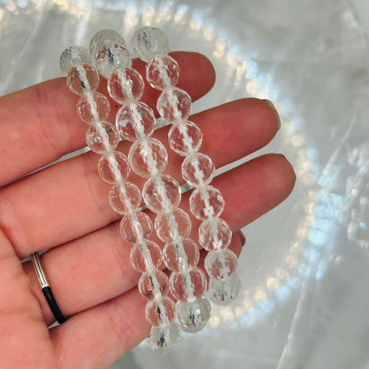 Faceted Clear Quartz 8mm Bracelet