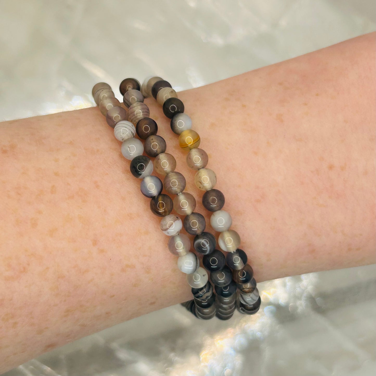 Botswana Agate, 4mm Bracelet