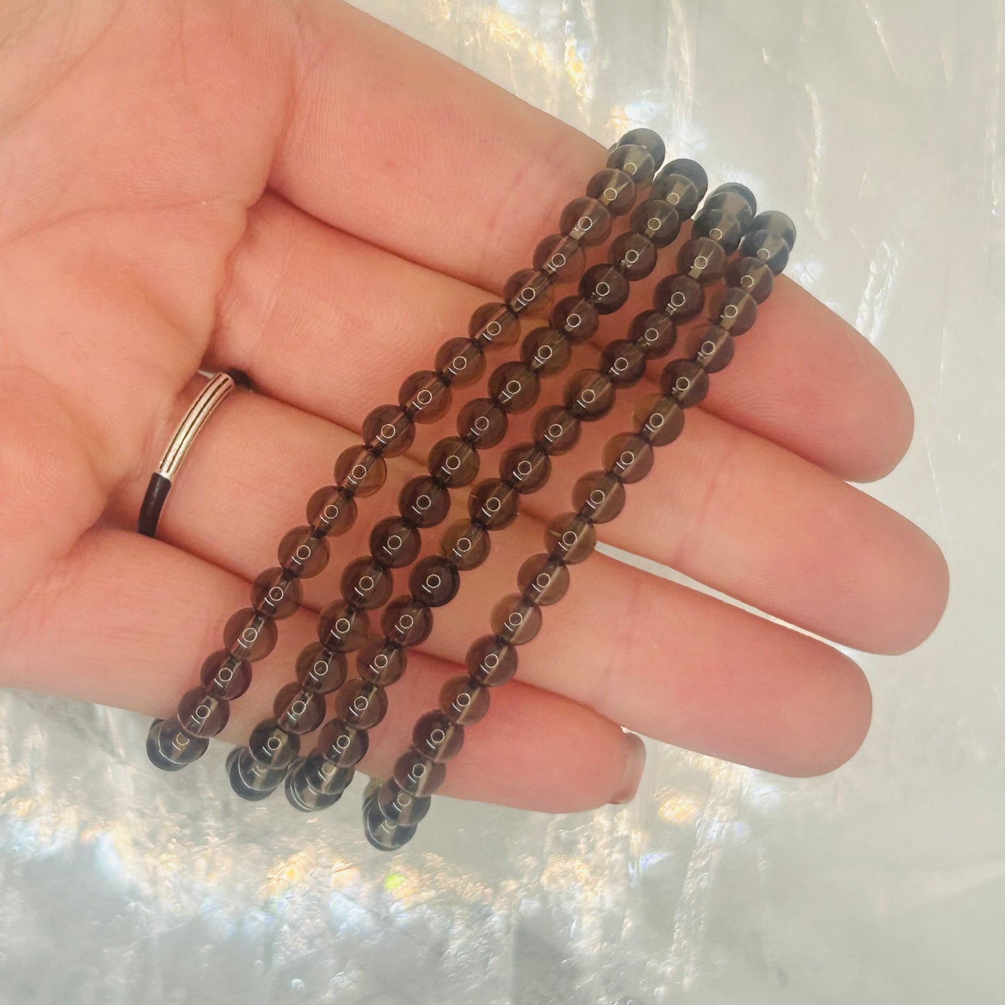 Smokey Quartz, 4mm Bracelet