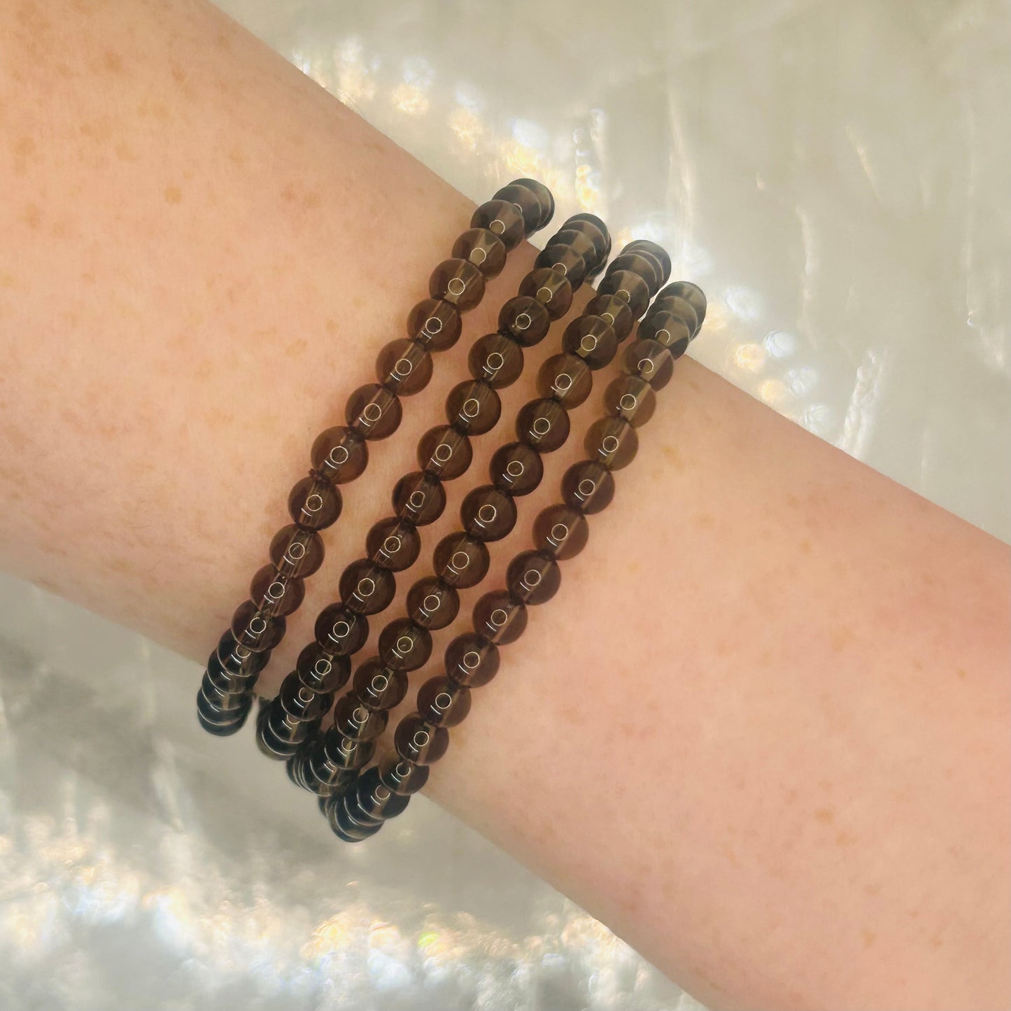 Smokey Quartz, 4mm Bracelet