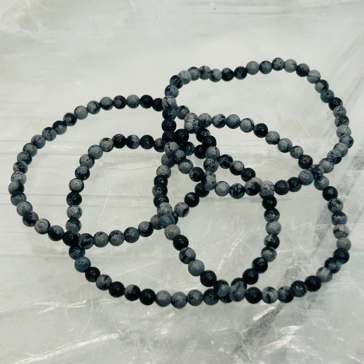 Snowflake Obsidian, 4mm Bracelet