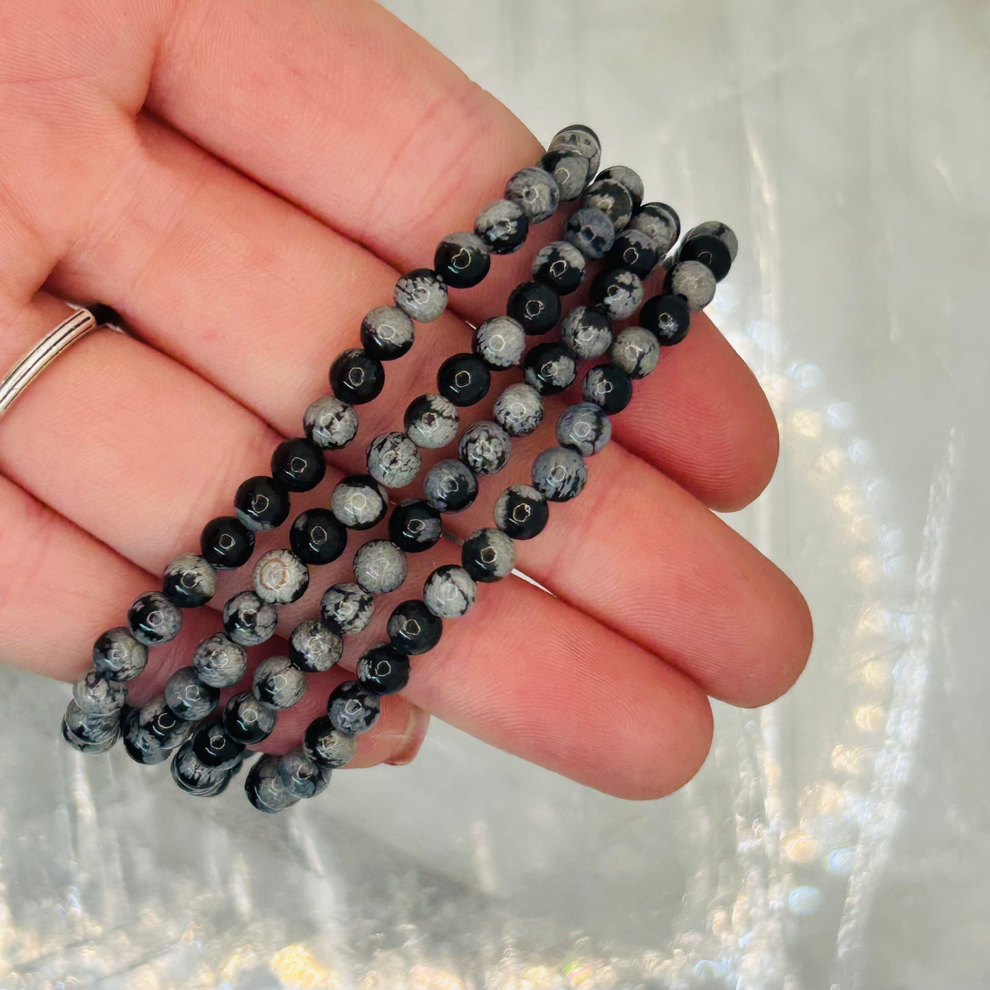 Snowflake Obsidian, 4mm Bracelet