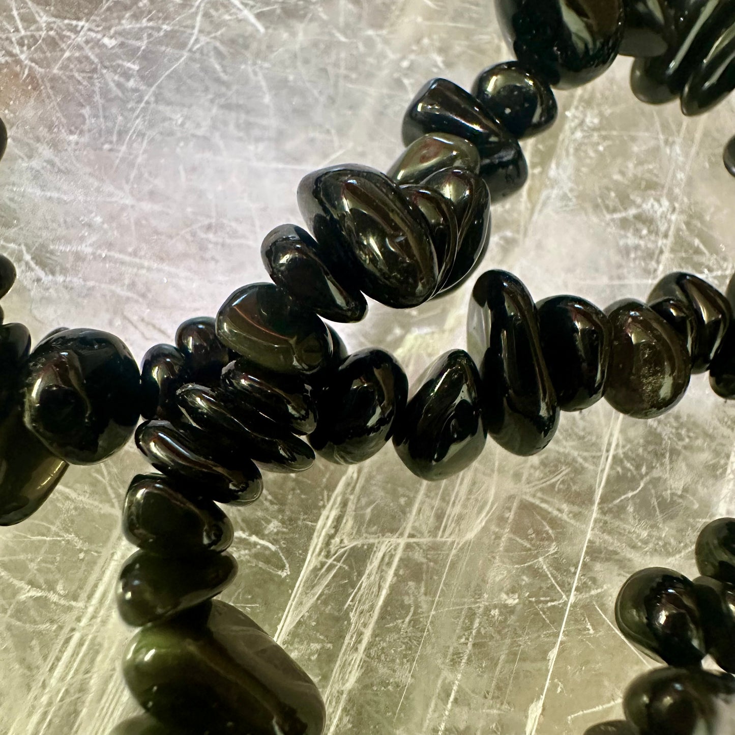 Gold Obsidian Chipped Braclets