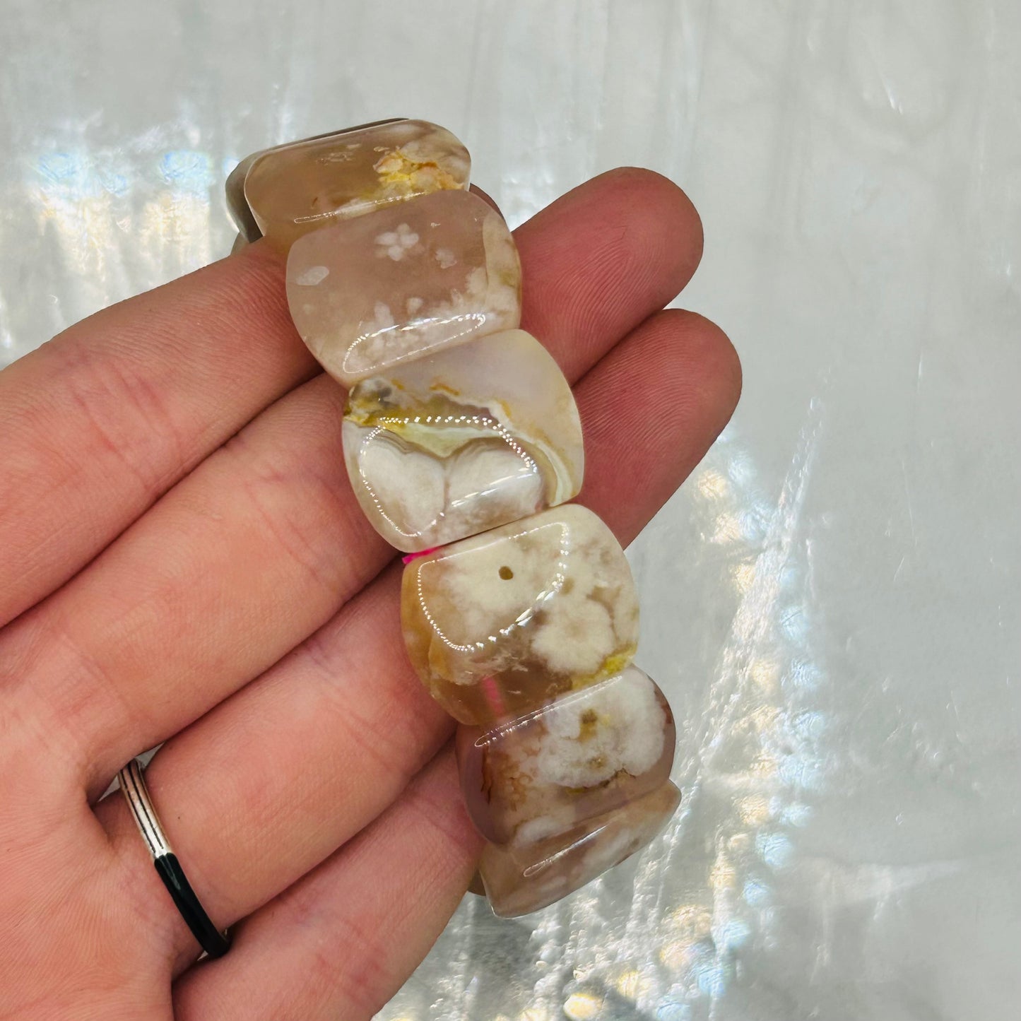 Flower Agate Chunky Bracelet