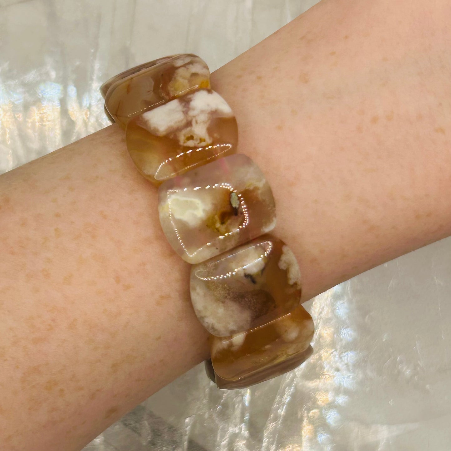 Flower Agate Chunky Bracelet