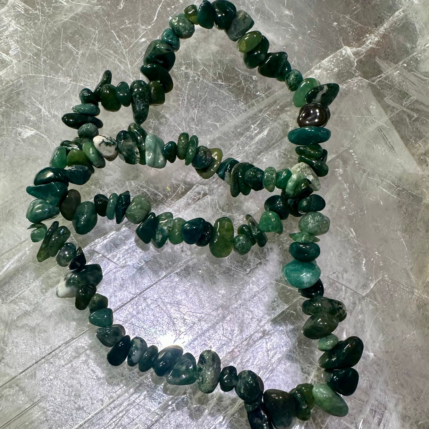 Moss Agate Chipped Bracelets