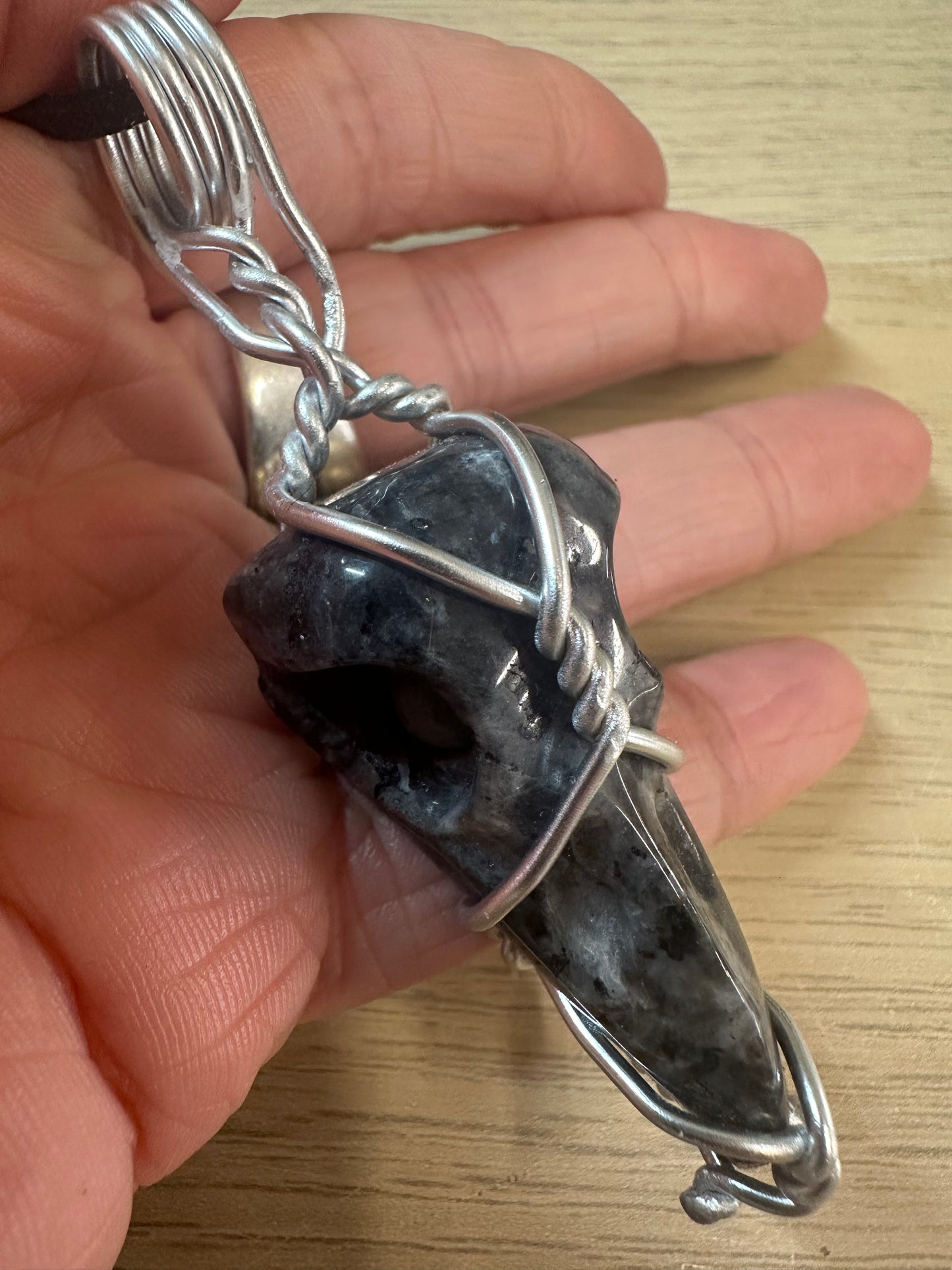 Lee's Makes - Larvikite Raven Head Pendant