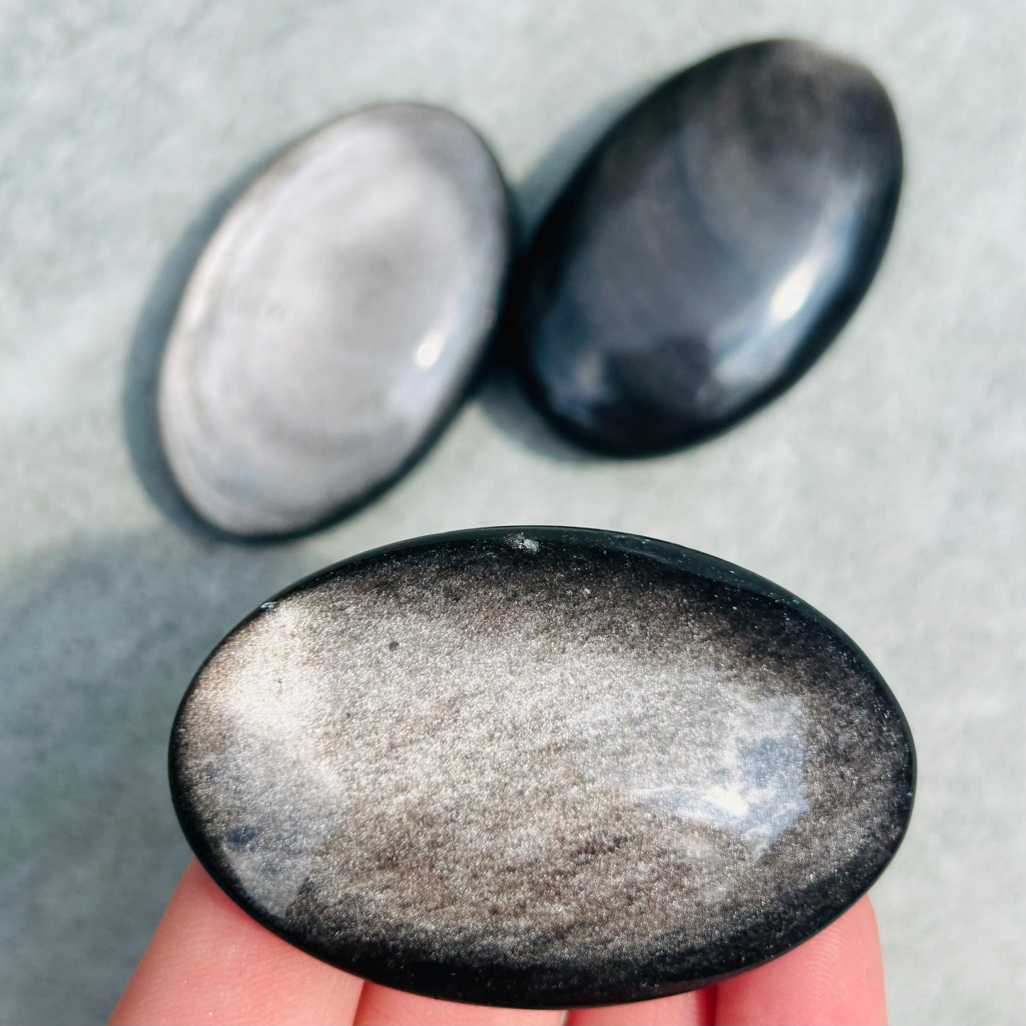 Silver Sheen Obsidian Palmstone