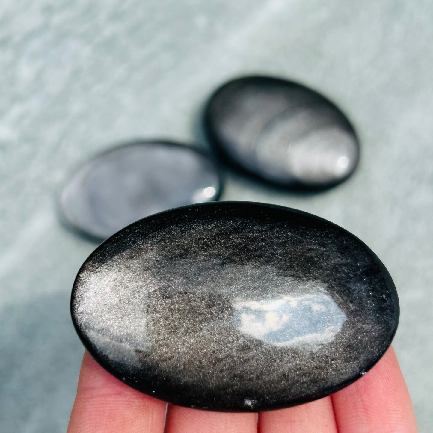 Silver Sheen Obsidian Palmstone