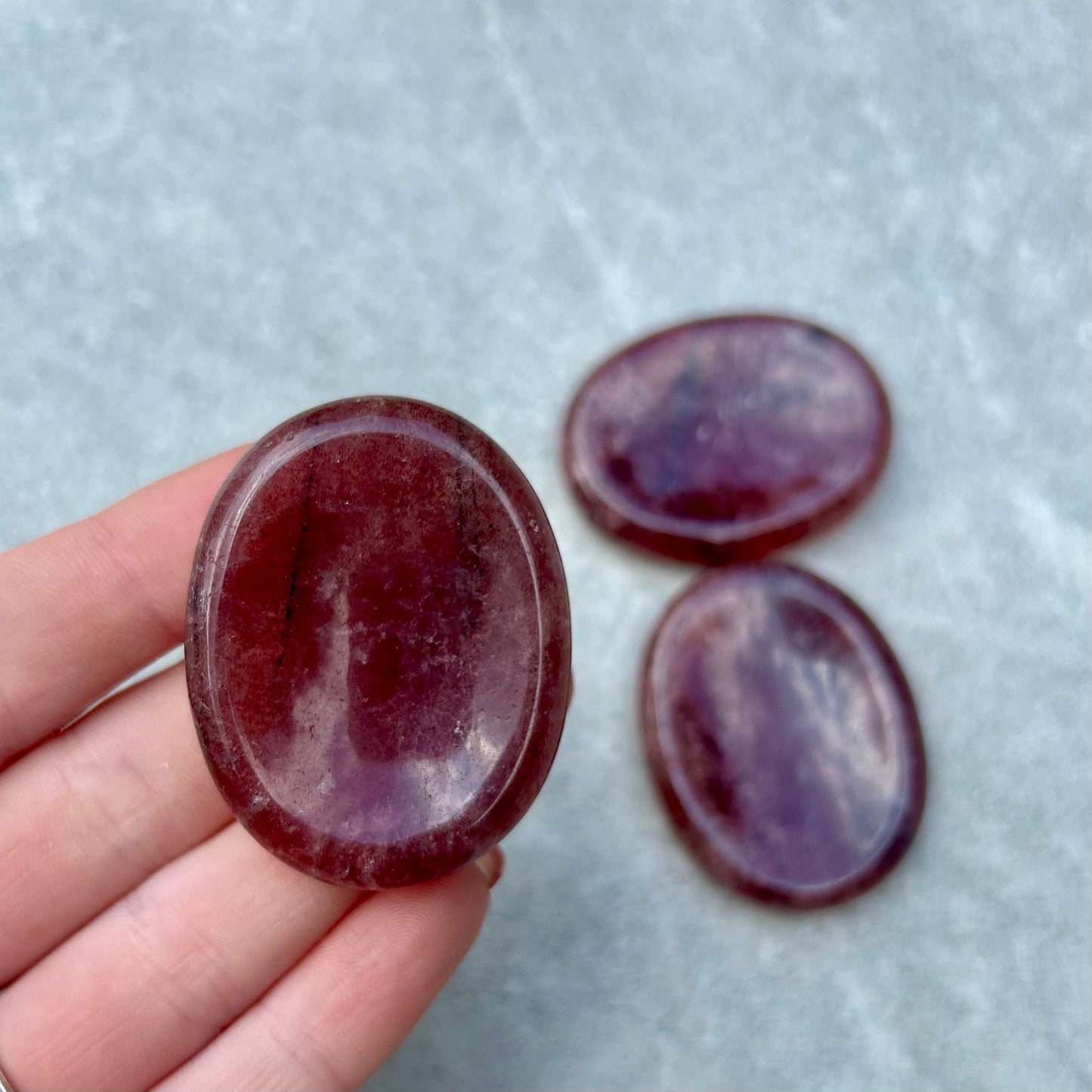 Strawberry Quartz Oval Worry Stone