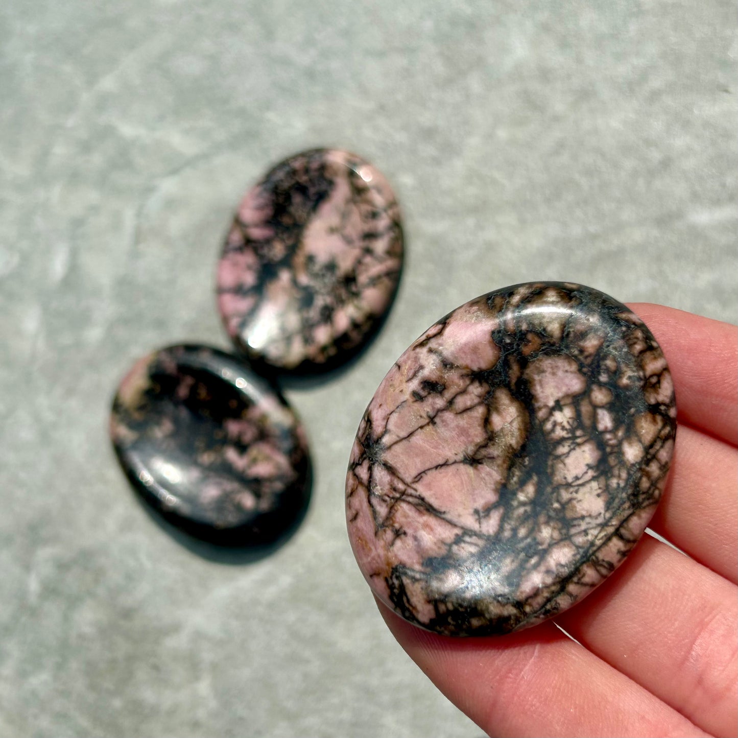 Rhodonite Oval Worry Stone