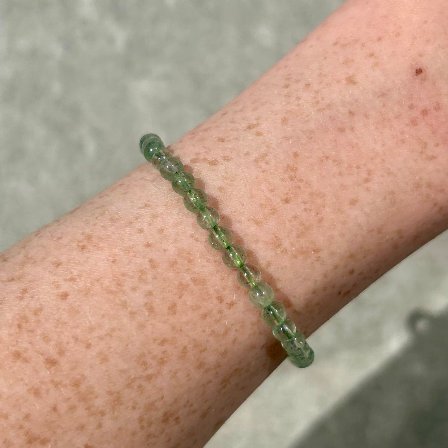 Green Strawberry Quartz 4mm Bracelet