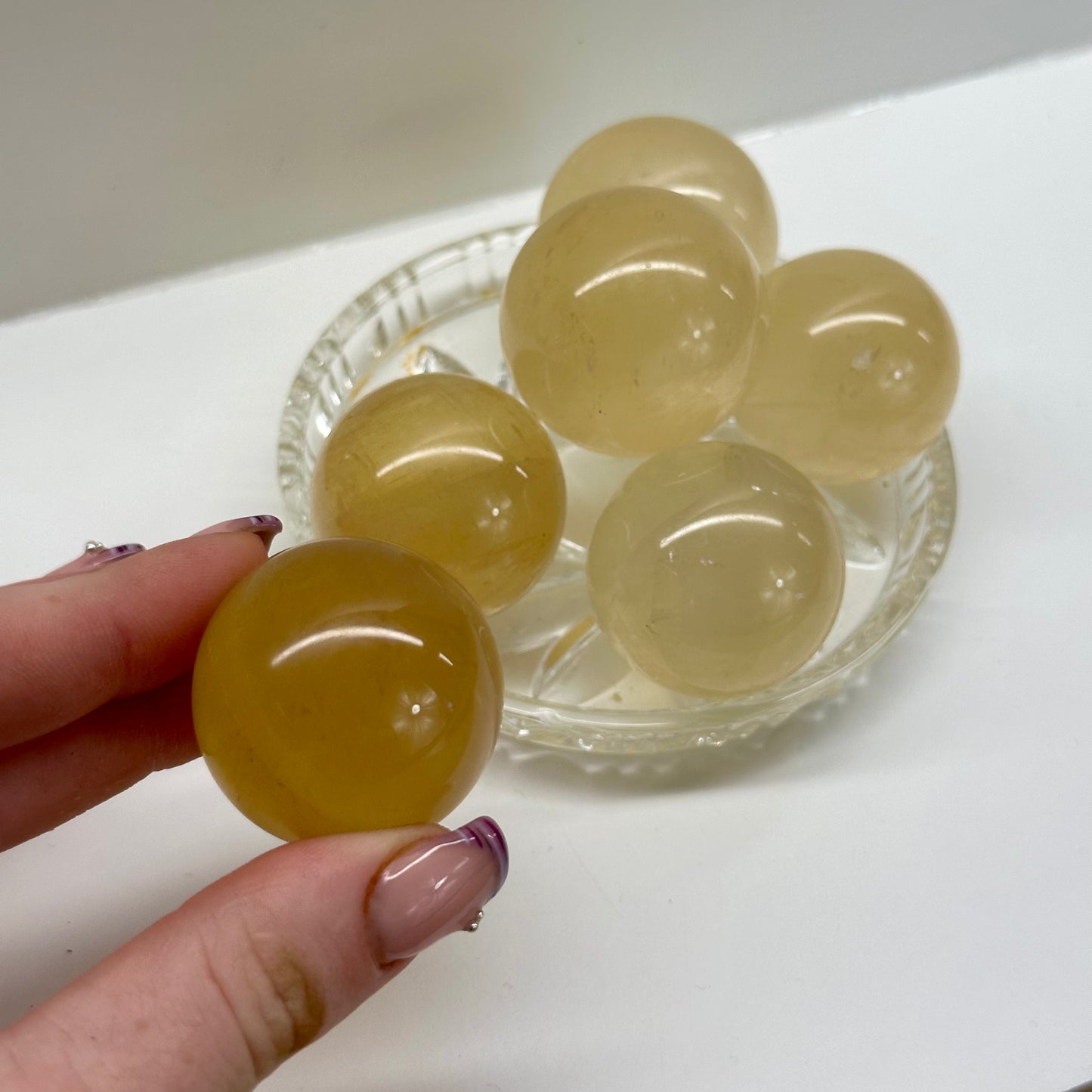 Honey Calcite Spheres