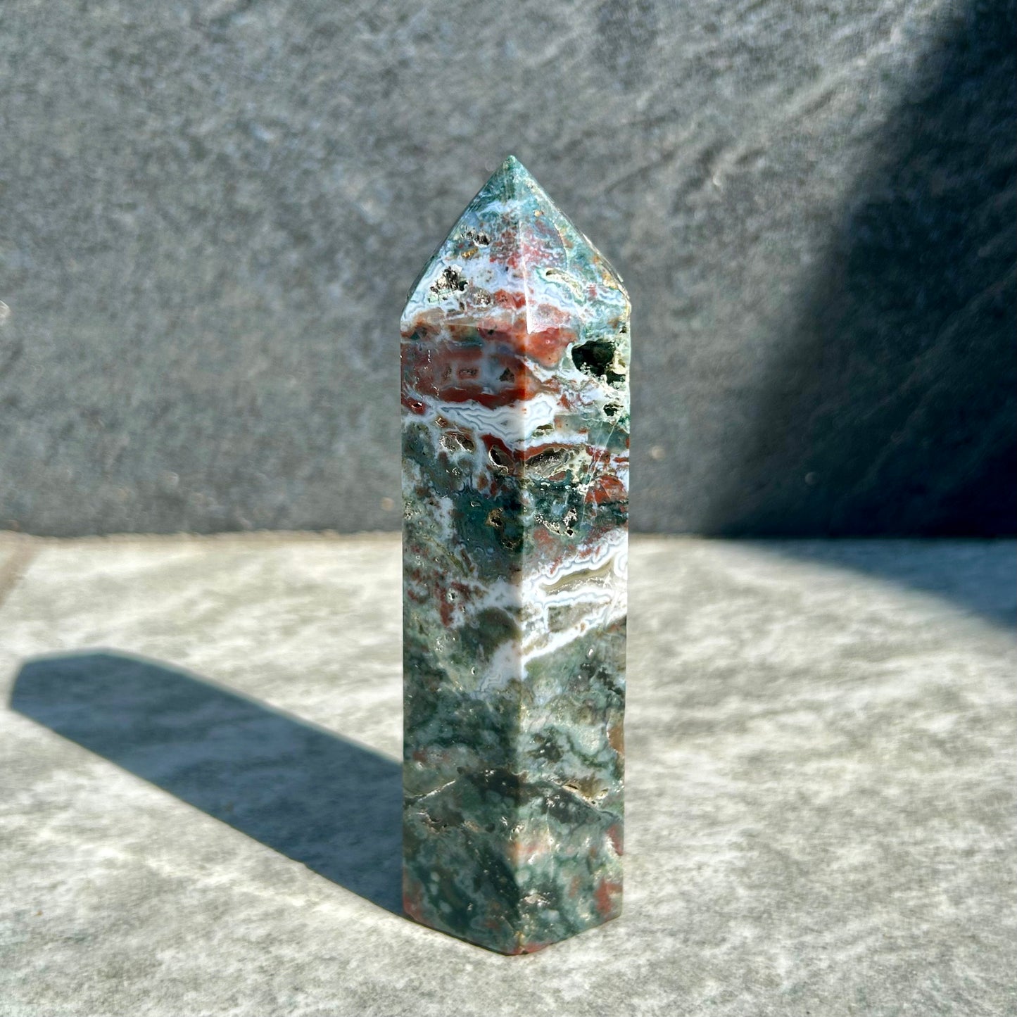 Moss, Ocean Jasper & Carnelian Tower