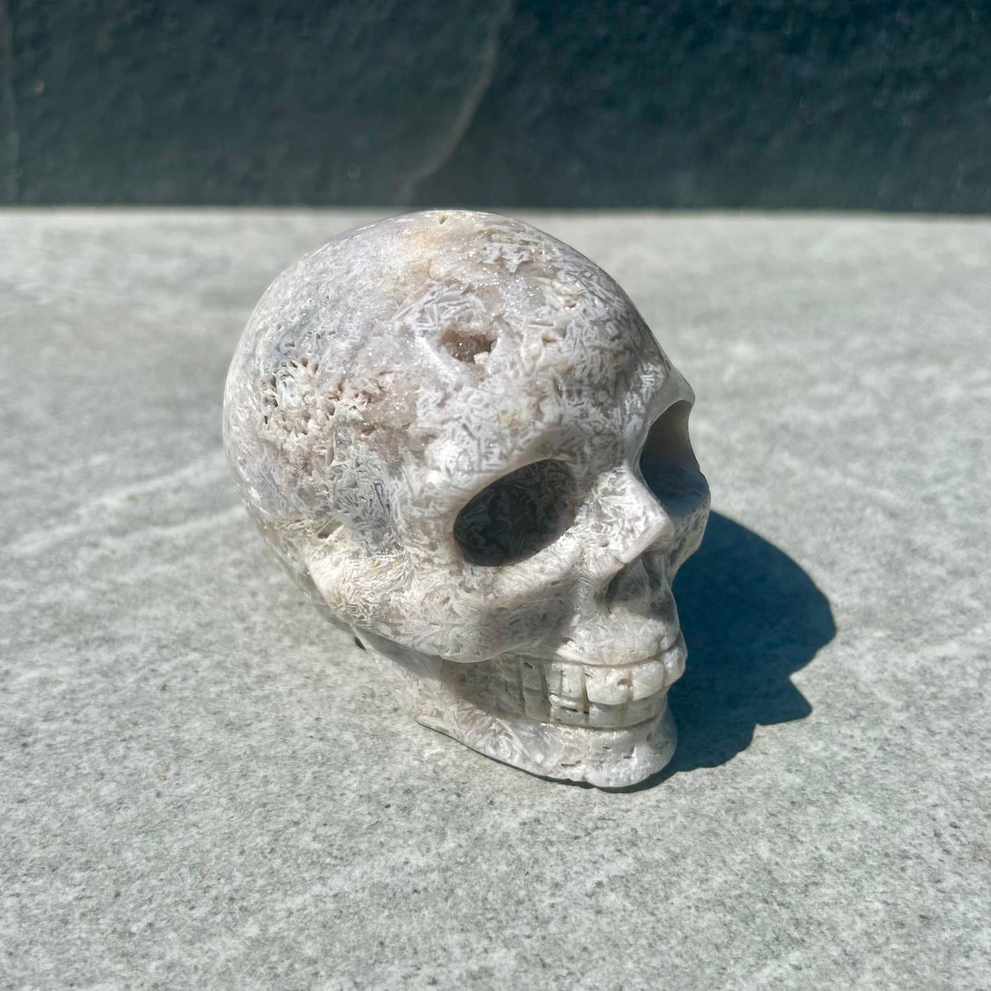 Pink Amethyst Skull Carving
