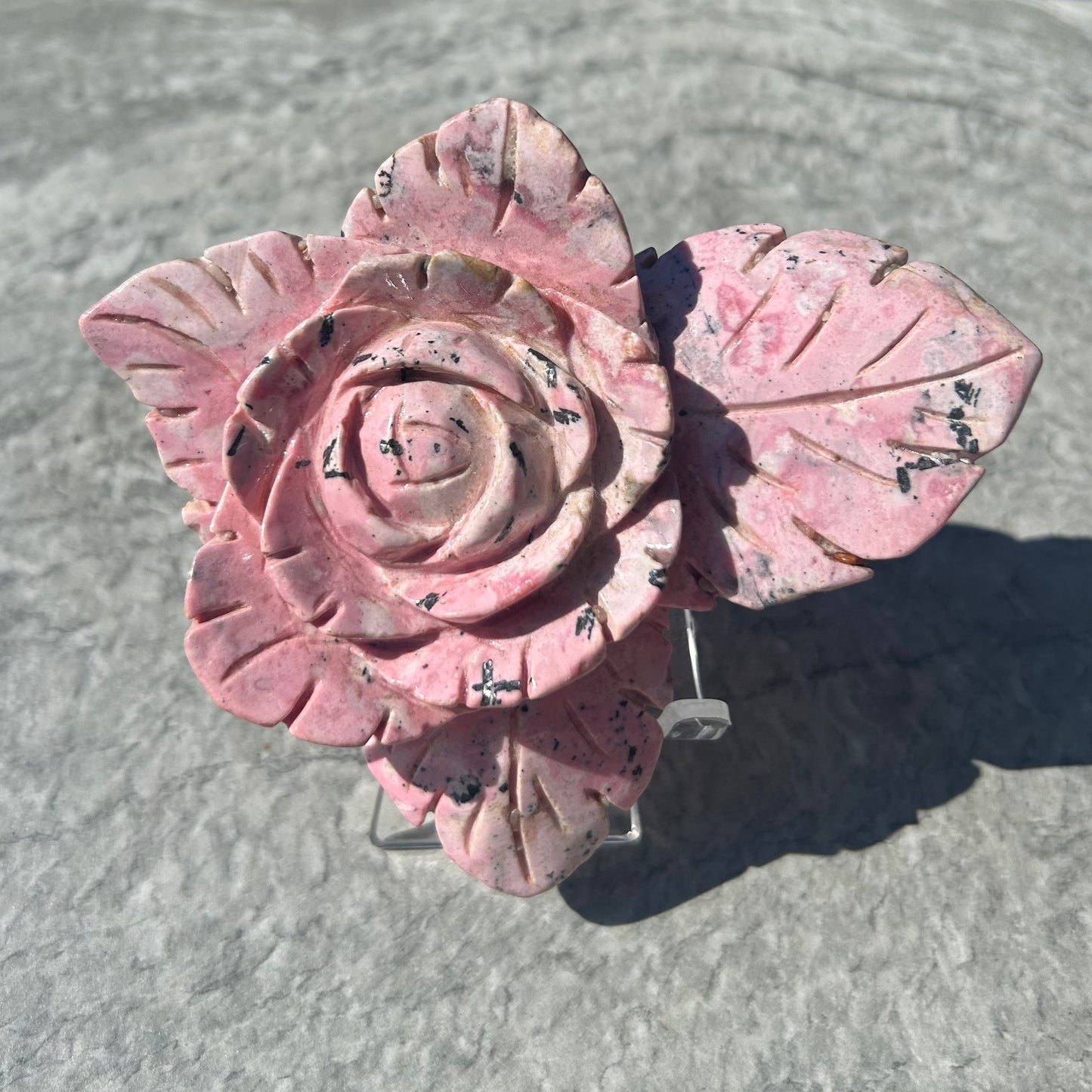 Peruvian Rhodonite Flower Carving