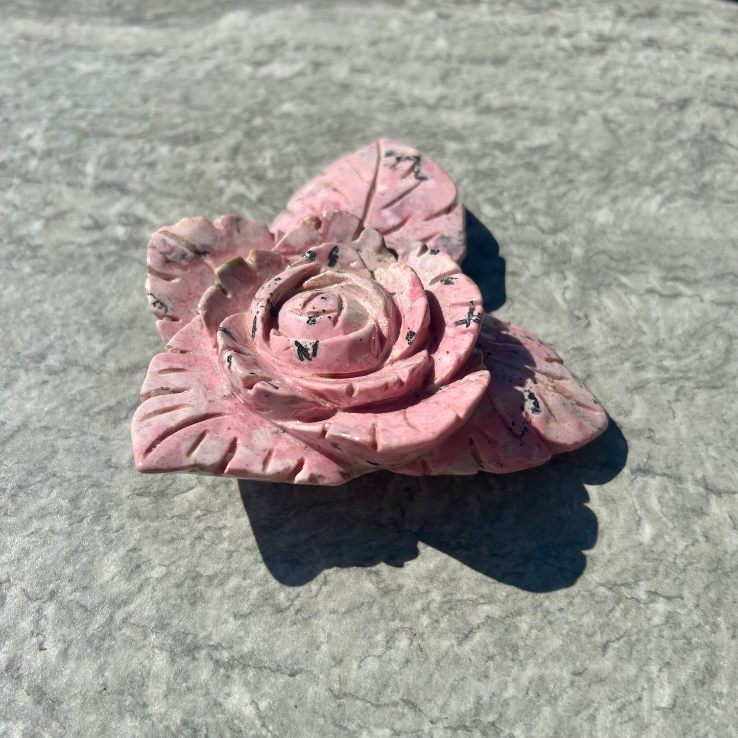 Peruvian Rhodonite Flower Carving