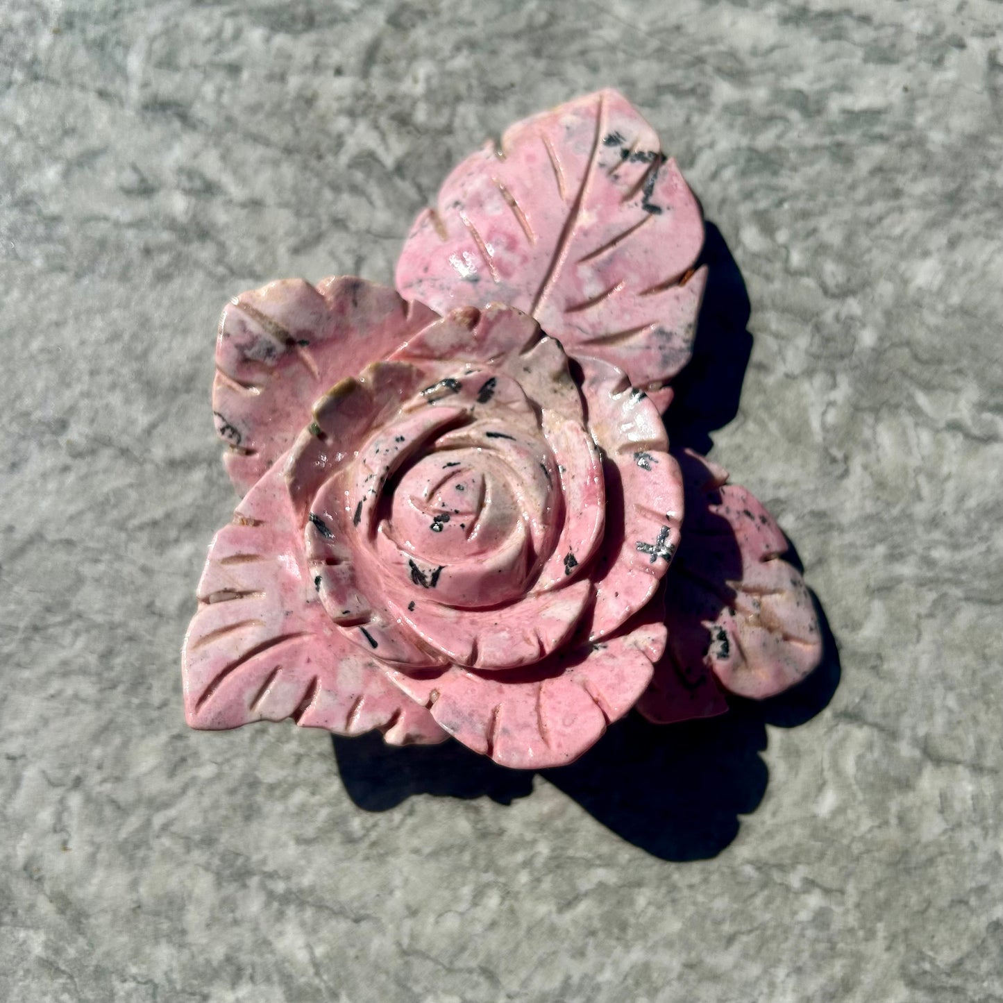 Peruvian Rhodonite Flower Carving