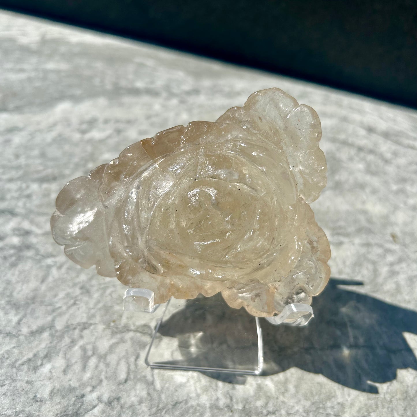 Smokey Quartz Flower Carving