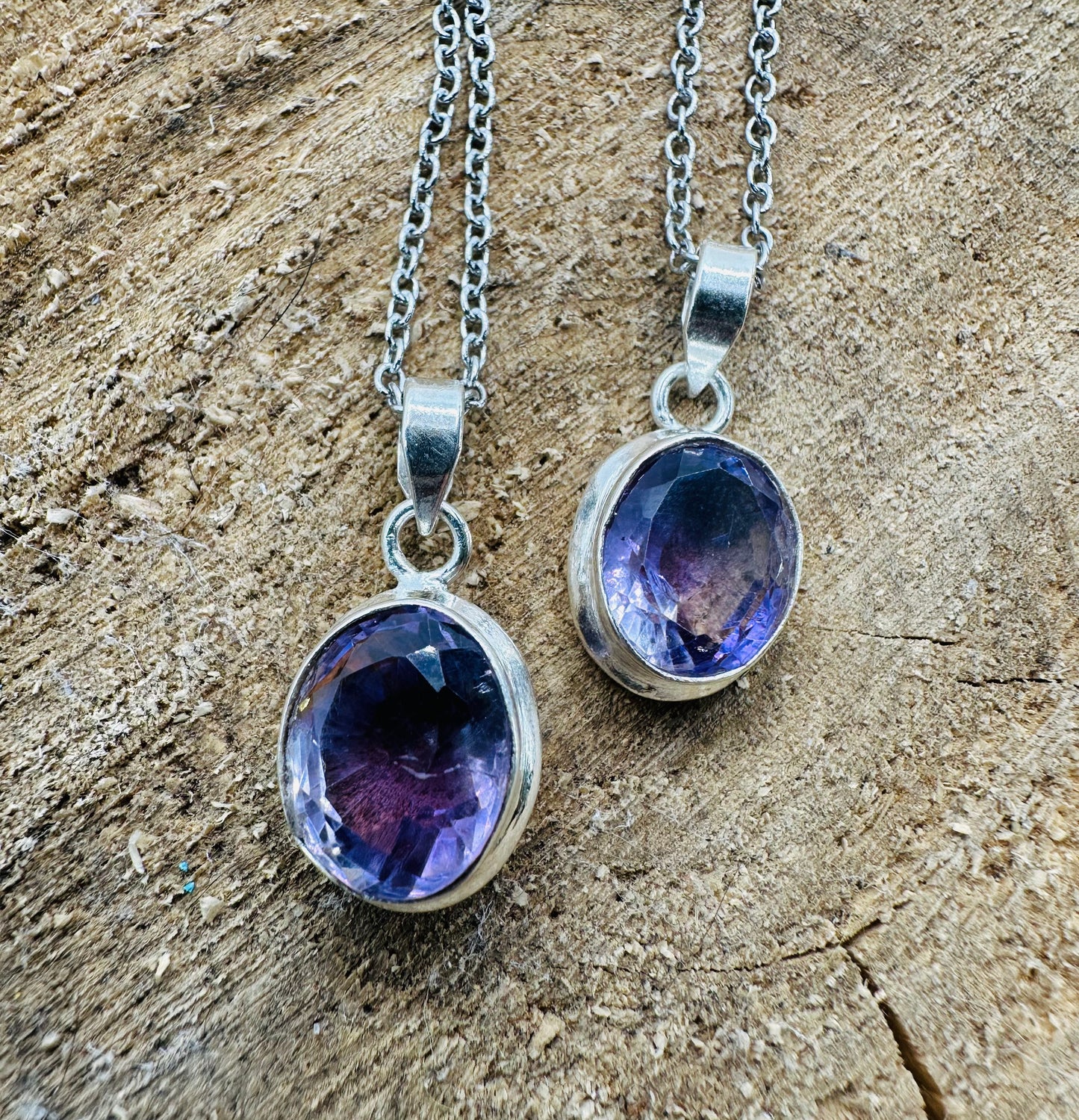 925 Amethyst Oval Faceted Pendant