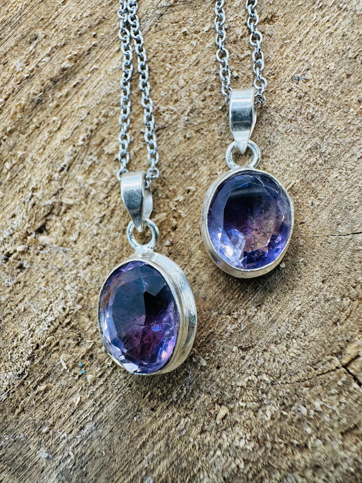 925 Amethyst Oval Faceted Pendant