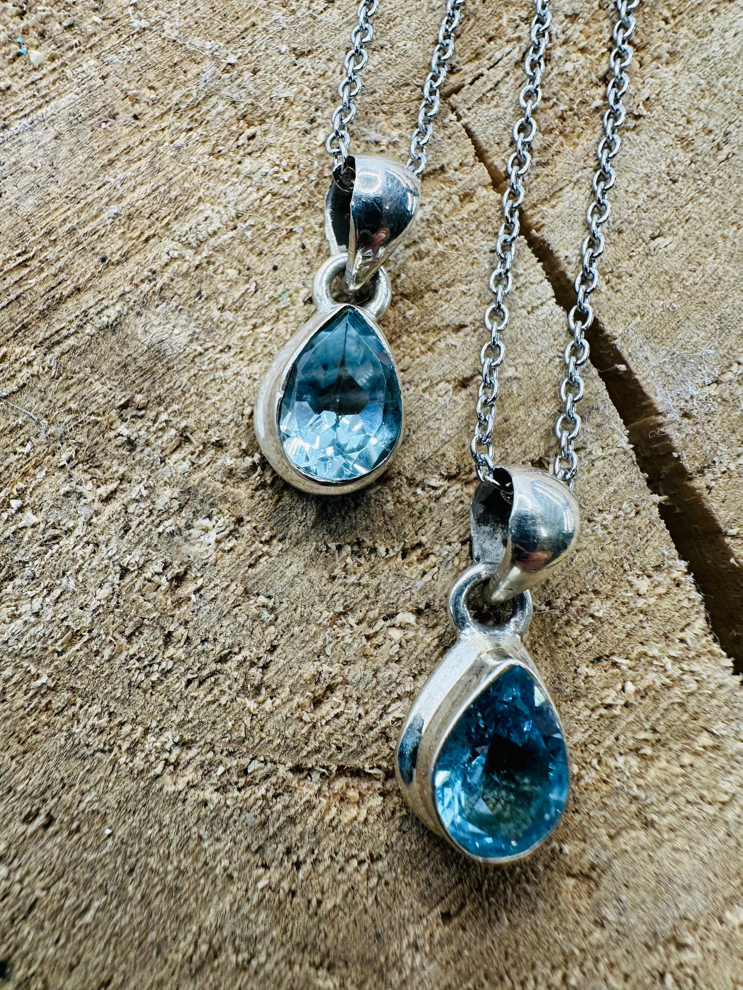 925 Topaz Tear Drop Faceted Pendant