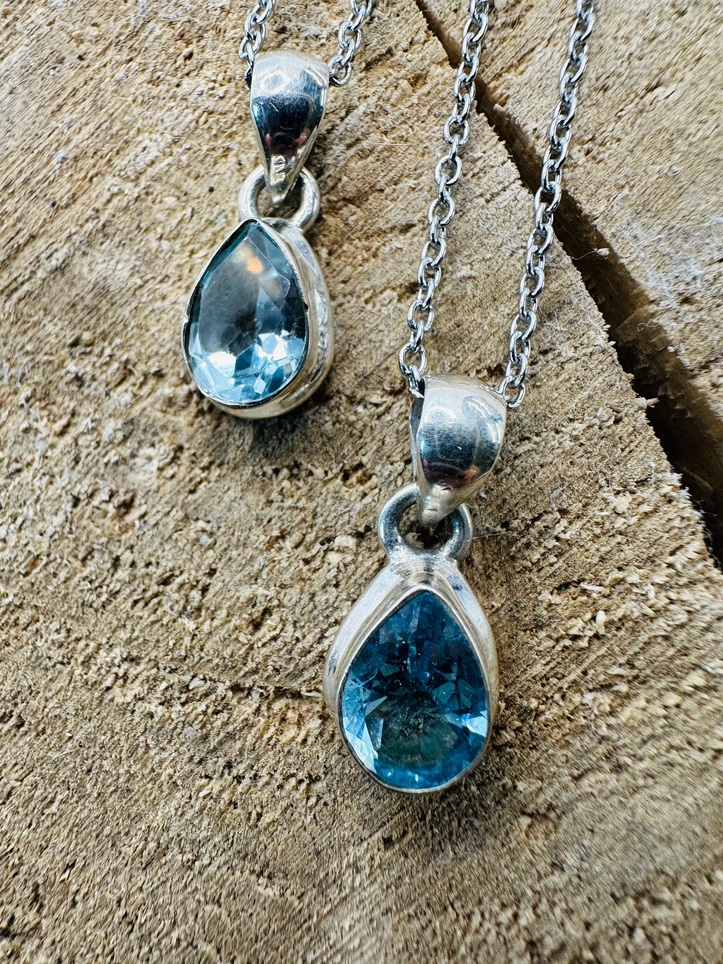 925 Topaz Tear Drop Faceted Pendant